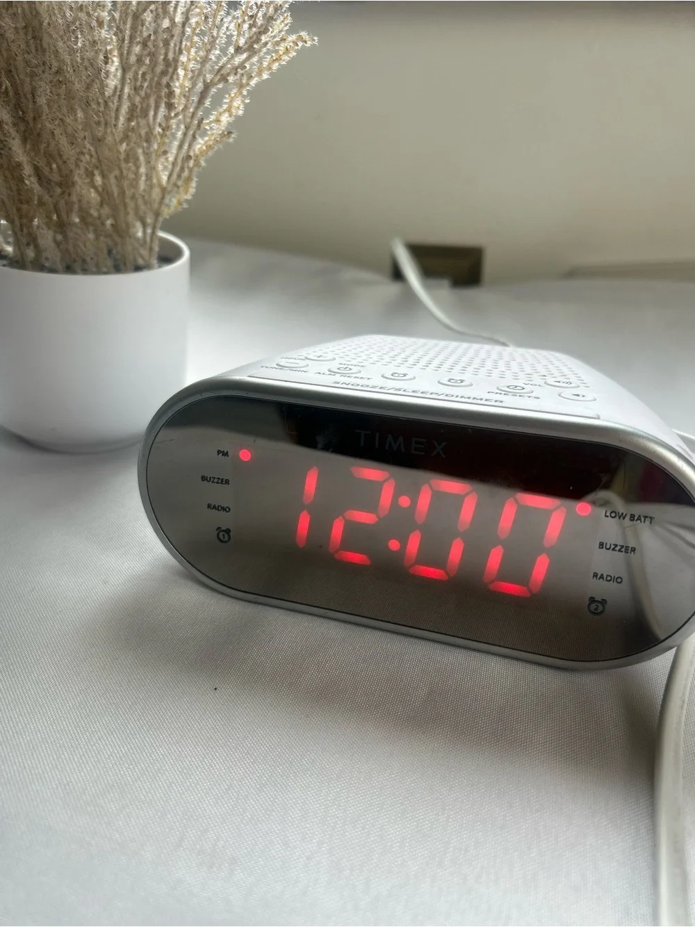 Timex Digital Alarm Clock - White with Red LED
